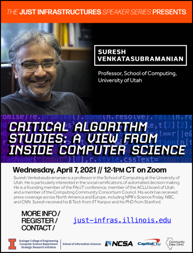 Apr. 7: Suresh Venkatasubramanian, Critical Algorithm Studies: A View From Inside Computer Science